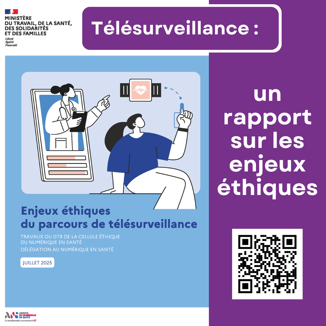 Télésurveillance : parution d’un rapport sur les enjeux éthiques émanant de la Cellule Éthique de la Délégation au numérique en santé, co-construit avec la DGOS et le soutien de l’ANS
