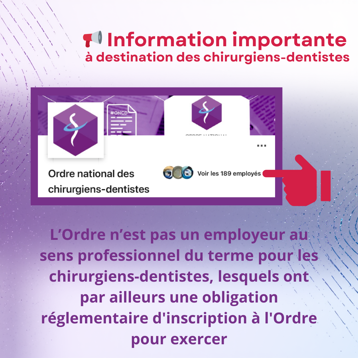 📢 Information importante à destination des chirurgiens-dentistes