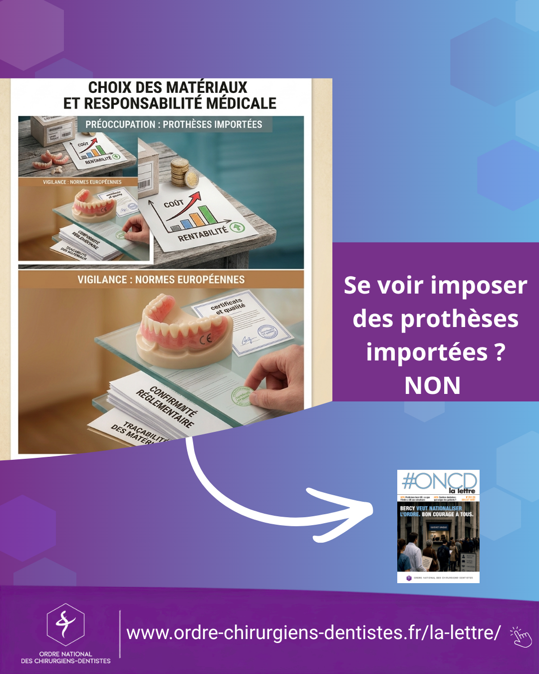 Se voir imposer des prothèses importées ? NON